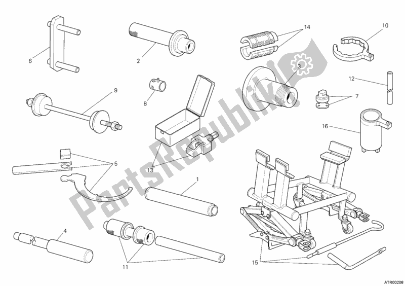 Alle onderdelen voor de Werkplaats Service Tools, Frame van de Ducati Multistrada 1200 ABS 2011